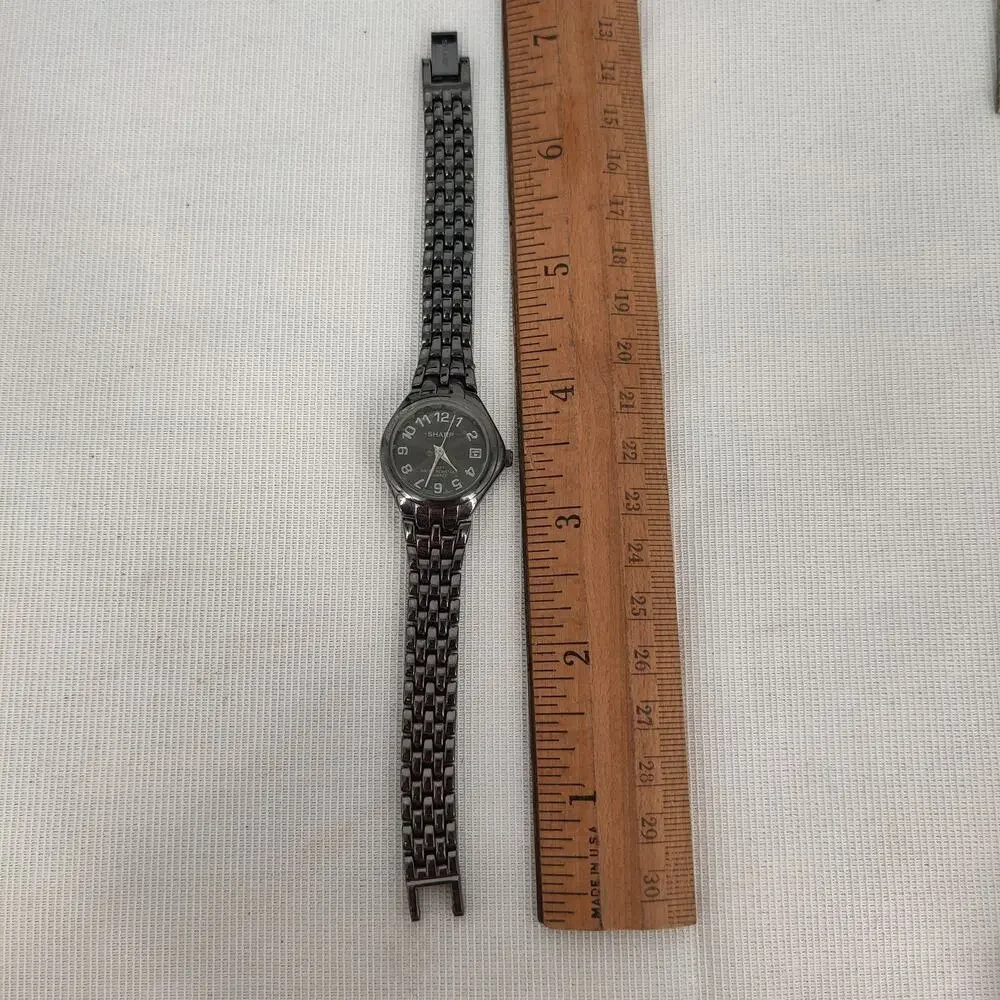 Vintage Sharp Stainless Steel Watch Black Dial Ladies Timepiece Repair/Parts